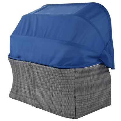 U STYLE Patio Furniture Set Daybed W Retractable Canopy Wicker