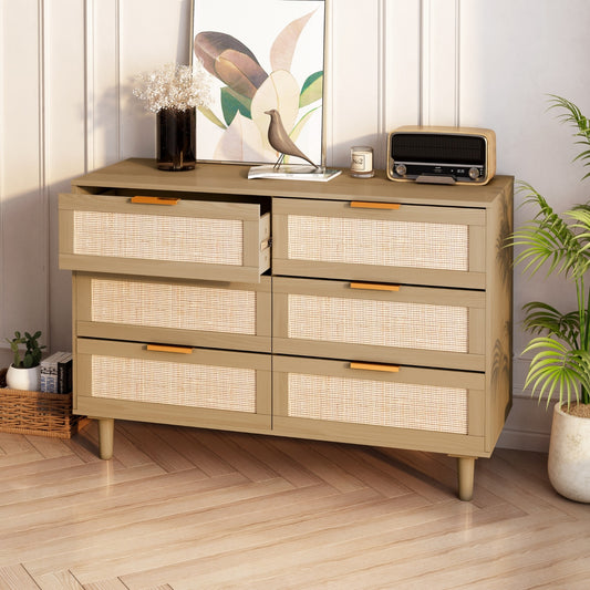 Viva Essentials Collection: 6-Drawer Rattan Dresser