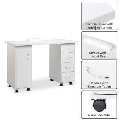 Viva Bianca Four-Drawer Computer & Nail Art Desk