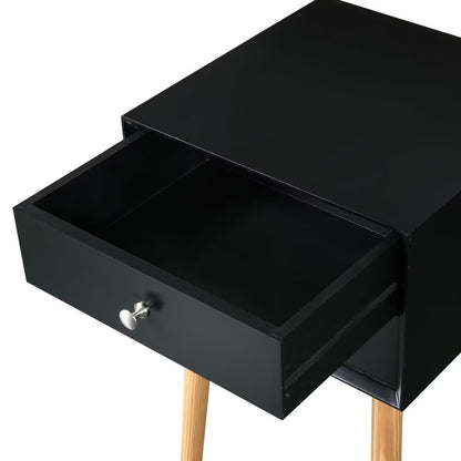 Viva Nocturne Elite Mid-Century Bedside Table – Premium 2-Drawer Rubber Wood Legs