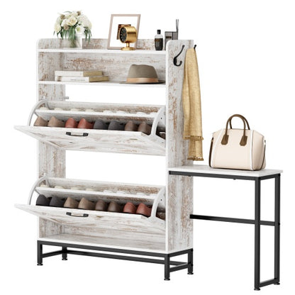Large Capacity Shoe Cabinet – Elegant White Storage for Entryway & Balcony
