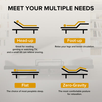 Diagram showing different headboard positions with text explaining their benefits on a light gray background.
