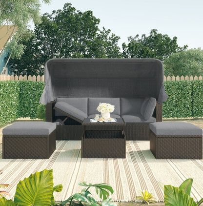 Gray U-Style Outdoor Daybed Set with Canopy | Viva