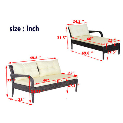 Viva Elite Riviera 2-Piece Wicker Patio Conversation Set - Beige Cushions