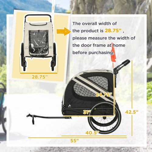 Viva Luxe Alba White Pet Trailer & Stroller