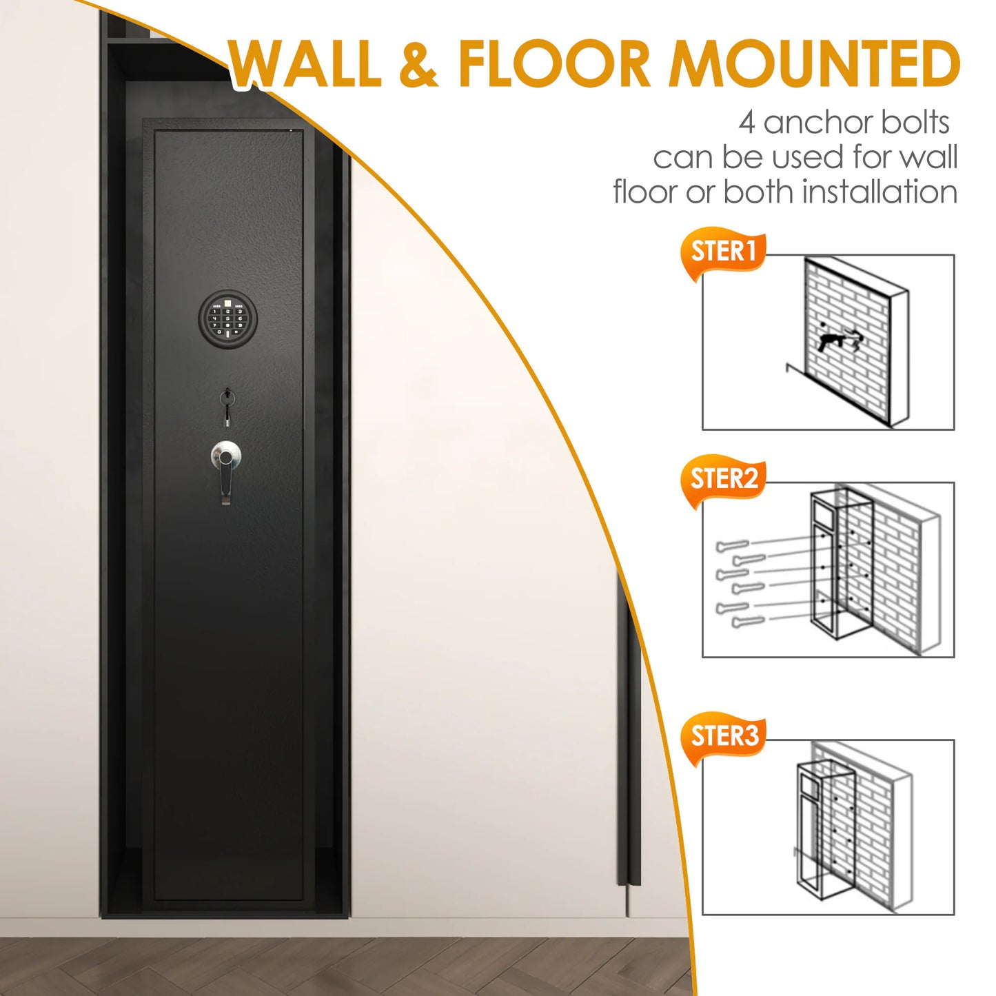 Biometric Rifle & Pistol Gun Safe | Quick Access, LED Light & Alarm System | Secure Long Gun Cabinet for Home