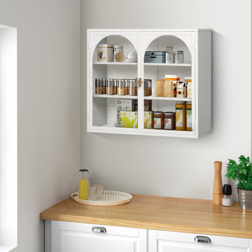 Viva Smart Storage Collection: Modern Two-Door Woven-Pattern Wall Cabinet