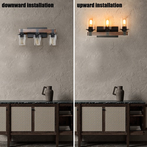 Vintage 3-Lamp Farmhouse Bathroom Wall Sconce – Rustic Charm for Your Home