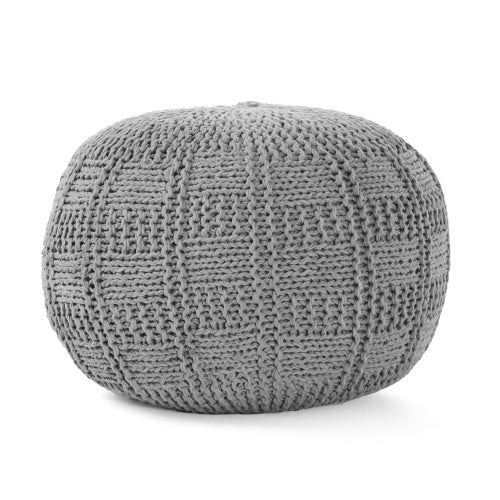 Viva Atelier Boreal Hand-Knitted Cotton Round Pouf
