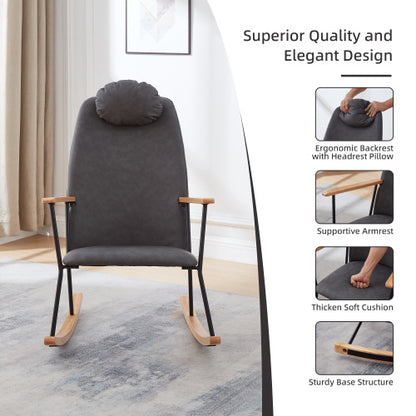 Dark Gray Upholstered Rocking Chair | Viva Cozy Retreat