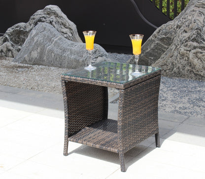 Outdoor Patio Coffee Table with Clear Tempered Glass - Elegant & Weather-Resistant