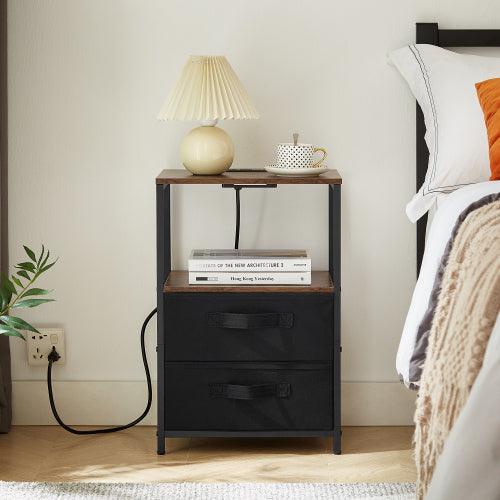 USB charging nightstand bedroom view