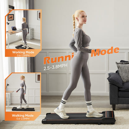 Woman using a treadmill with mode indicators on a home setting