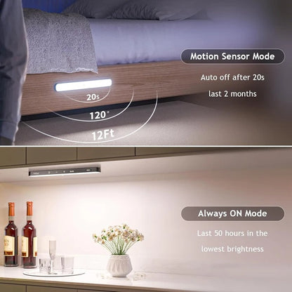 Viva Elite Rechargeable Under Cabinet LED Light - 60 LED Motion Sensor with Battery Display