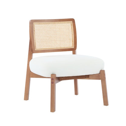 Beige & Walnut Woven-Back Lounge Chairs, Set of 2 | Viva