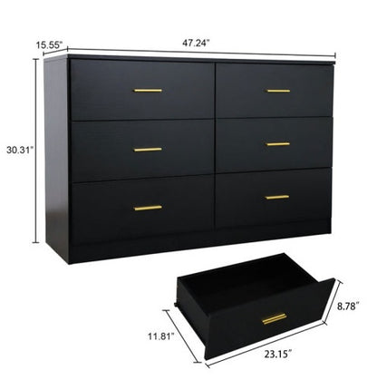 Viva Elite Noire Six-Drawer Bedroom Vanity Collection - The Future of Dramatic Elegance