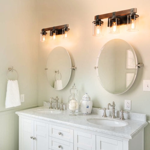 Vintage 3-Lamp Farmhouse Bathroom Wall Sconce – Rustic Charm for Your Home