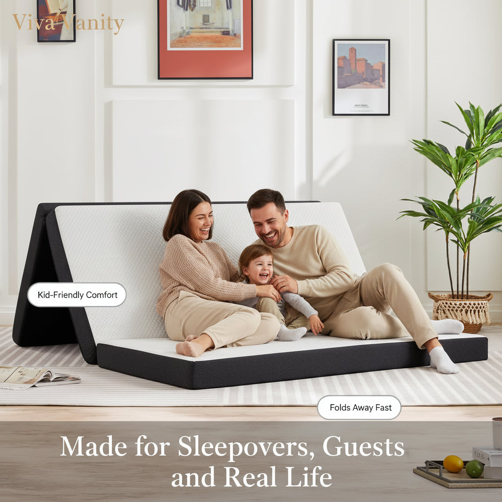 Tri-Fold Memory Foam Mattress with Washable Cover | Viva