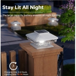 Premium 4-Pack Solar Post Cap Lights - Cold White | Waterproof Outdoor Lighting for 4x4, 5x5, and 6x6 Wooden Posts