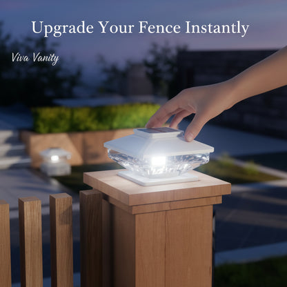 Viva Elite Solar Post Cap Lights - Premium Cold White LED (4-Pack)