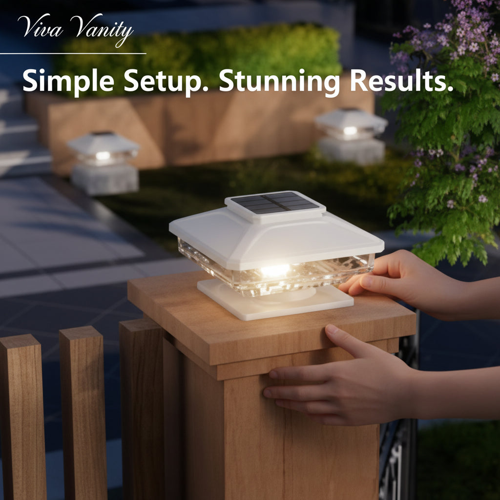 Viva Elite Solar Post Cap Lights - Premium Cold White LED (4-Pack)