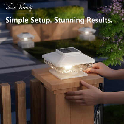 Viva Elite Solar Post Cap Lights - Premium Cold White LED (4-Pack)