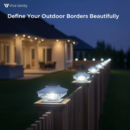 Viva Elite Solar Post Cap Lights - Premium Cold White LED (4-Pack)