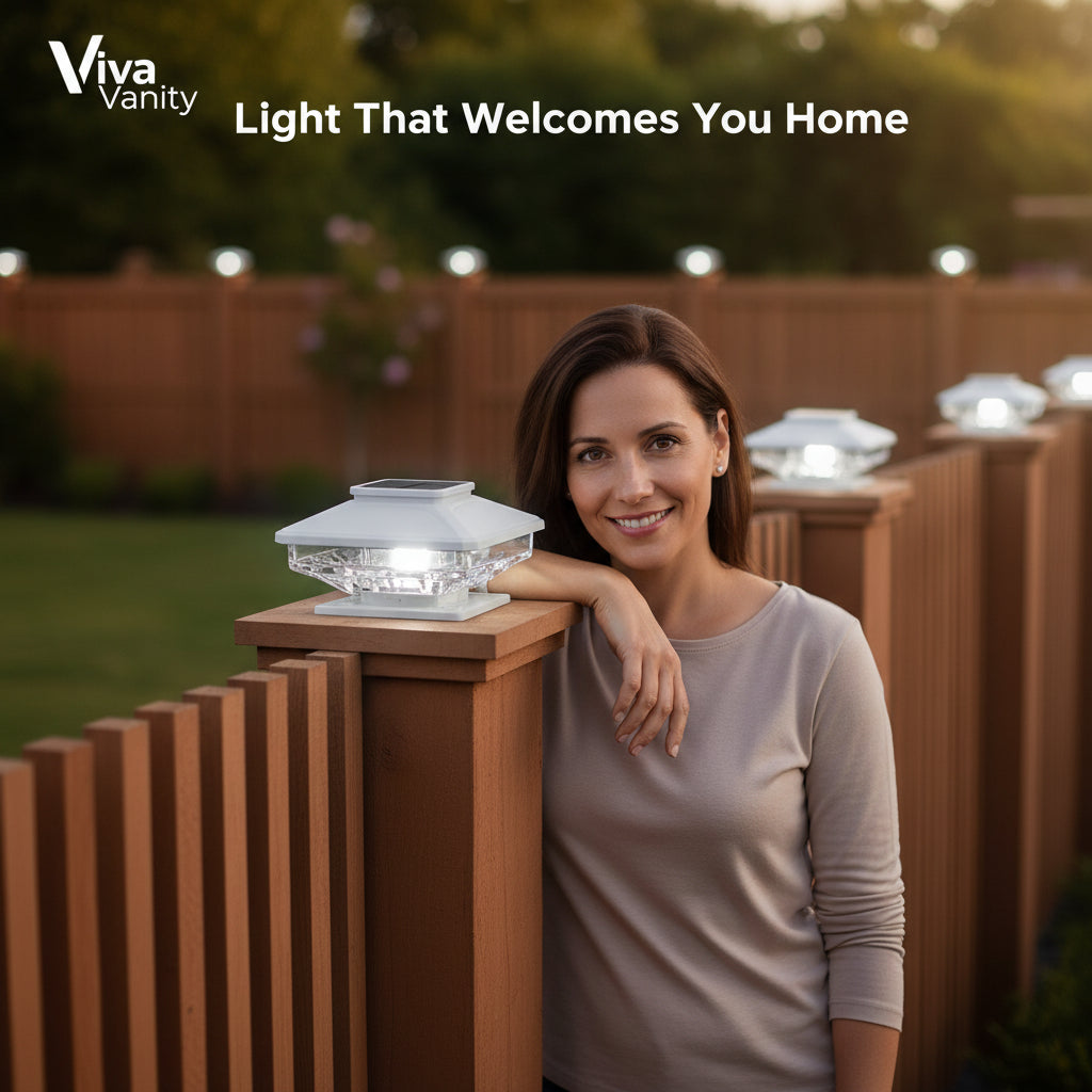 Viva Elite Solar Post Cap Lights - Premium Cold White LED (4-Pack)