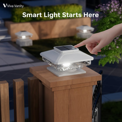 Viva Elite Solar Post Cap Lights - Premium Cold White LED (4-Pack)