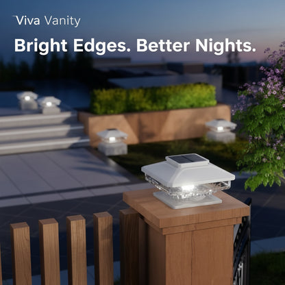 Viva Elite Solar Post Cap Lights - Premium Cold White LED (4-Pack)