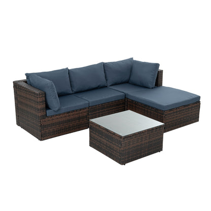 Patio Furniture, Outdoor Furniture, Seasonal PE Wicker Furniture, 5 Set Wicker Furniture With Temper