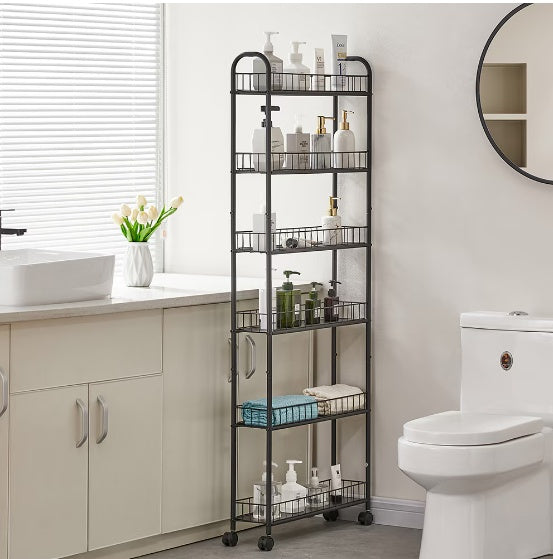 Viva Essentials Collection: 6-Layer Slim Rolling Cart