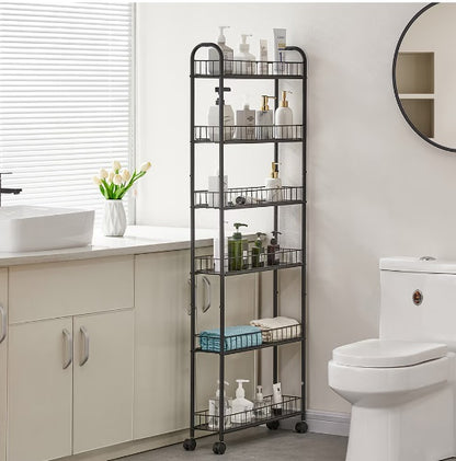 Viva Essentials Collection: 6-Layer Slim Rolling Cart