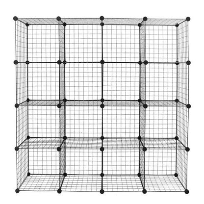 🗄️ Viva Essentials – 16-Grid Iron Mesh Material Storage Rack