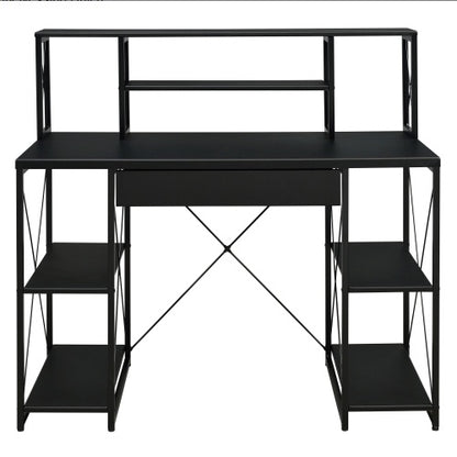 Office Desk with Shelving & Hutch – 3 Finishes | Viva Noir Éclat