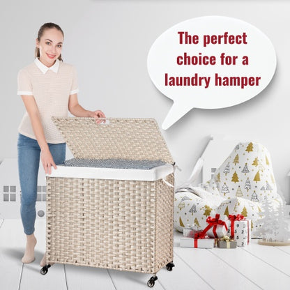 Viva Atelier Cascade 160L Rattan Laundry Hamper with Lid & Removable Bags