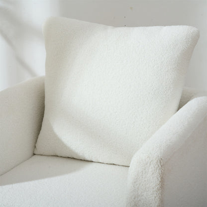 White Teddy Fabric Armchair with Rubberwood Legs | Viva