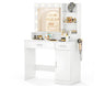 Dressing Table And Mirror, Dressing Table And Bedroom Dressing Table With 3-color Light Options For Adjustable Brightness, White