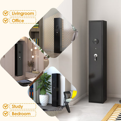 Biometric Rifle & Pistol Gun Safe | Quick Access, LED Light & Alarm System | Secure Firearm Storage Cabinet