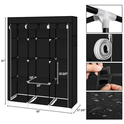 4-Tier 10-Compartment Nonwoven Wardrobe, Black | Viva