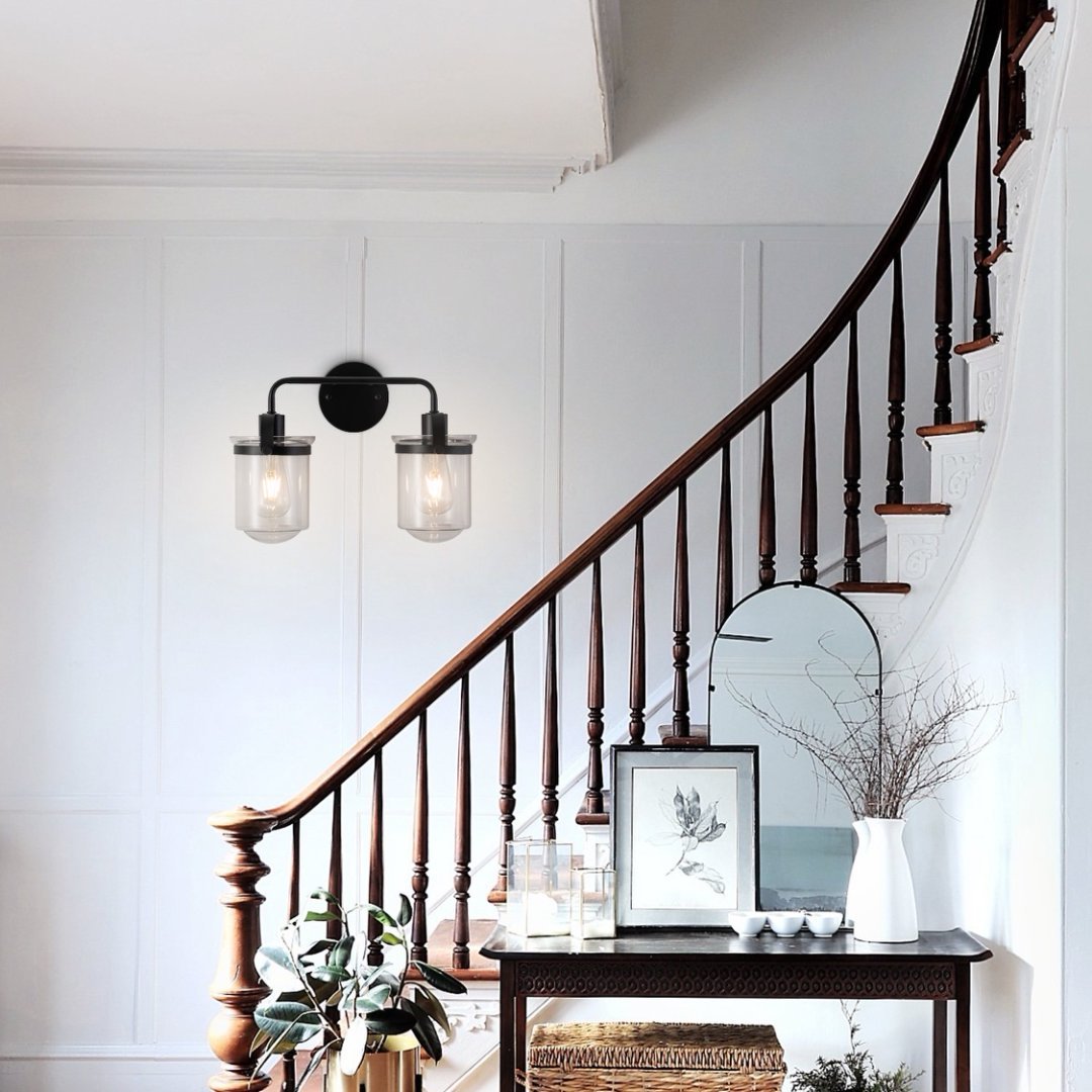 Viva Lúmina™ 2-Light Clear Glass Shade Modern Sconce – Illuminate with Sophisticated Simplicity