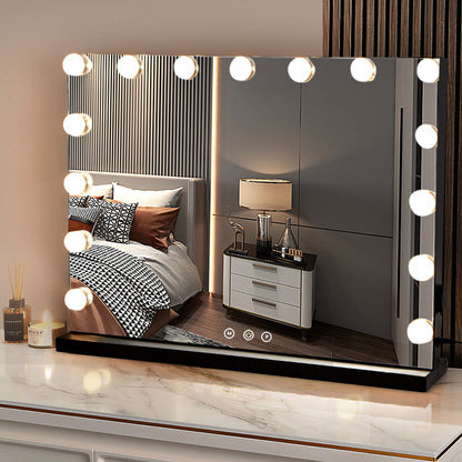 Viva Elite Hollywood LED Vanity Mirror - Square Tabletop with Dimmable Bulbs