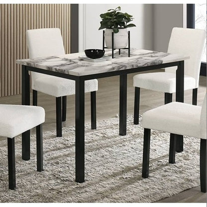 Viva Aria White Wool Fabric Dining Ensemble