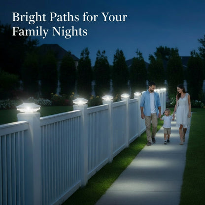 Viva Elite Solar Post Cap Lights – 6-Pack Cold White LED | Waterproof Garden Illumination