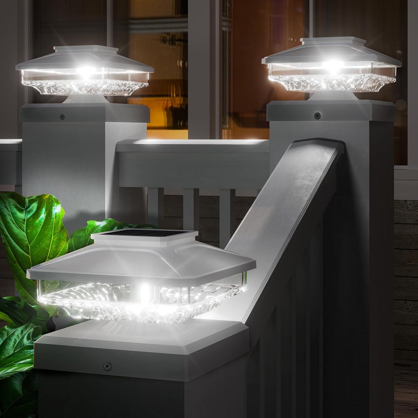 Viva Elite Solar Post Cap Lights – 6-Pack Cold White LED | Waterproof Garden Illumination