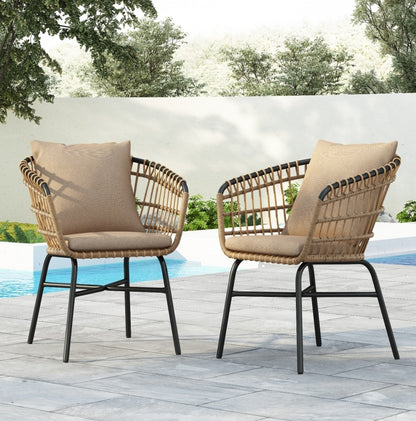 Outdoor Patio Chair With Cushions Set Of 2