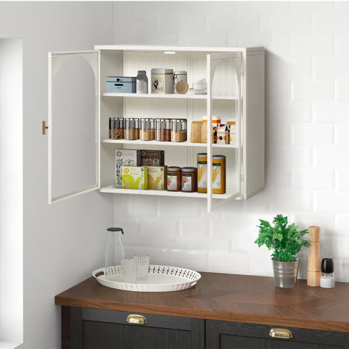Viva Smart Storage Collection: Modern Two-Door Woven-Pattern Wall Cabinet