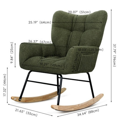 Olive Green Teddy Upholstered Rocking Chair | Viva Cozy Retreat