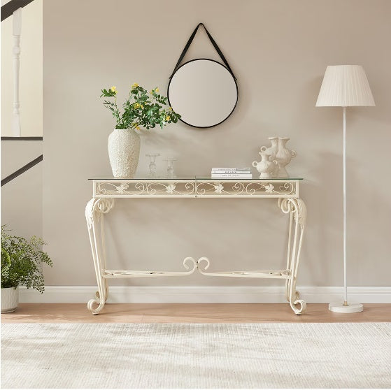Modern Tempered Glass Metal Frame Table – Elegant & Durable Design