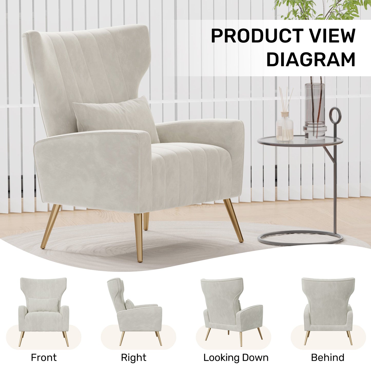 Viva Élan Collection: The Élan Aurore Velvet Wingback Accent Chair